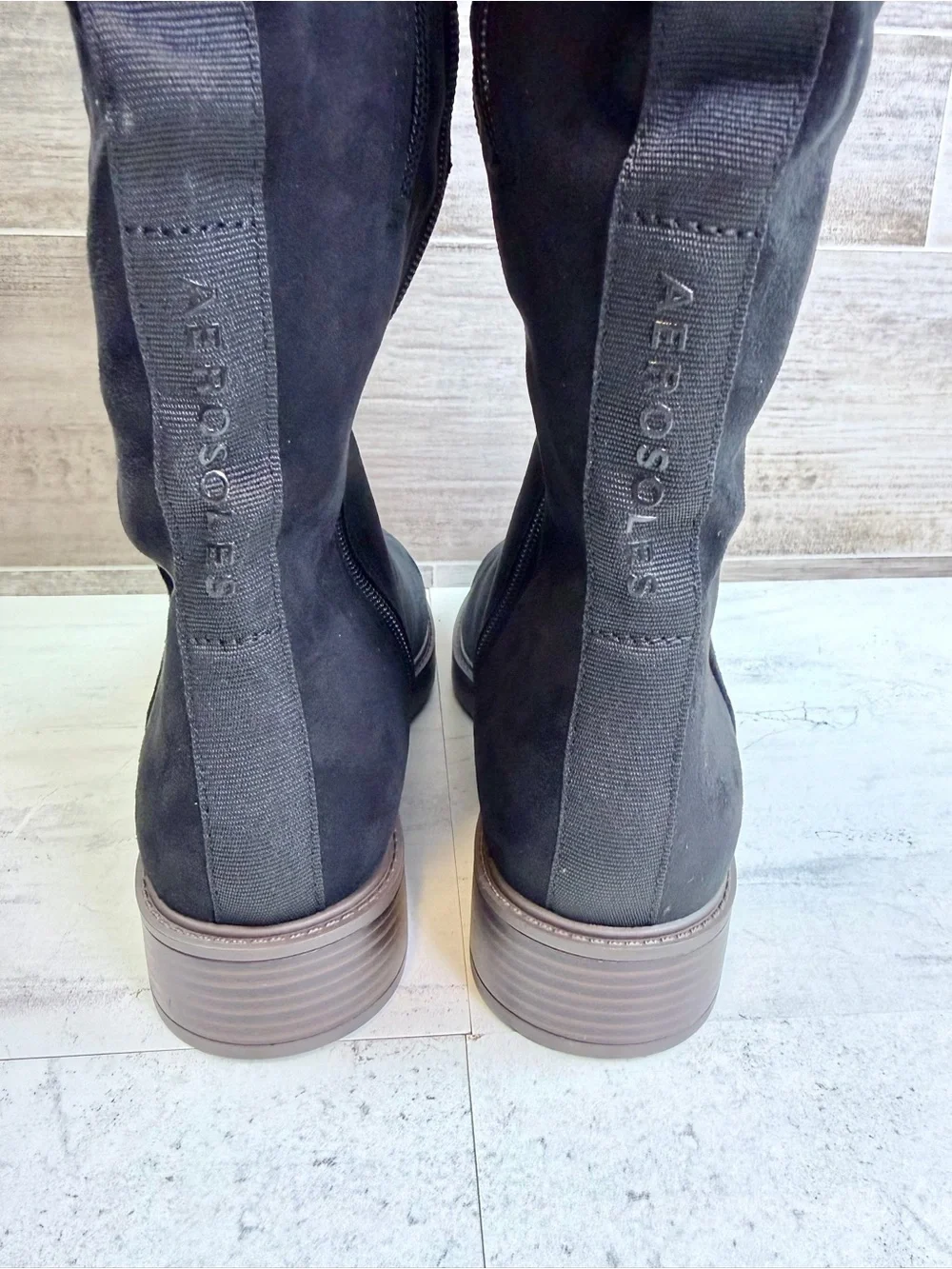 AEROSOLES Black Over-the-Knee Suede Boot